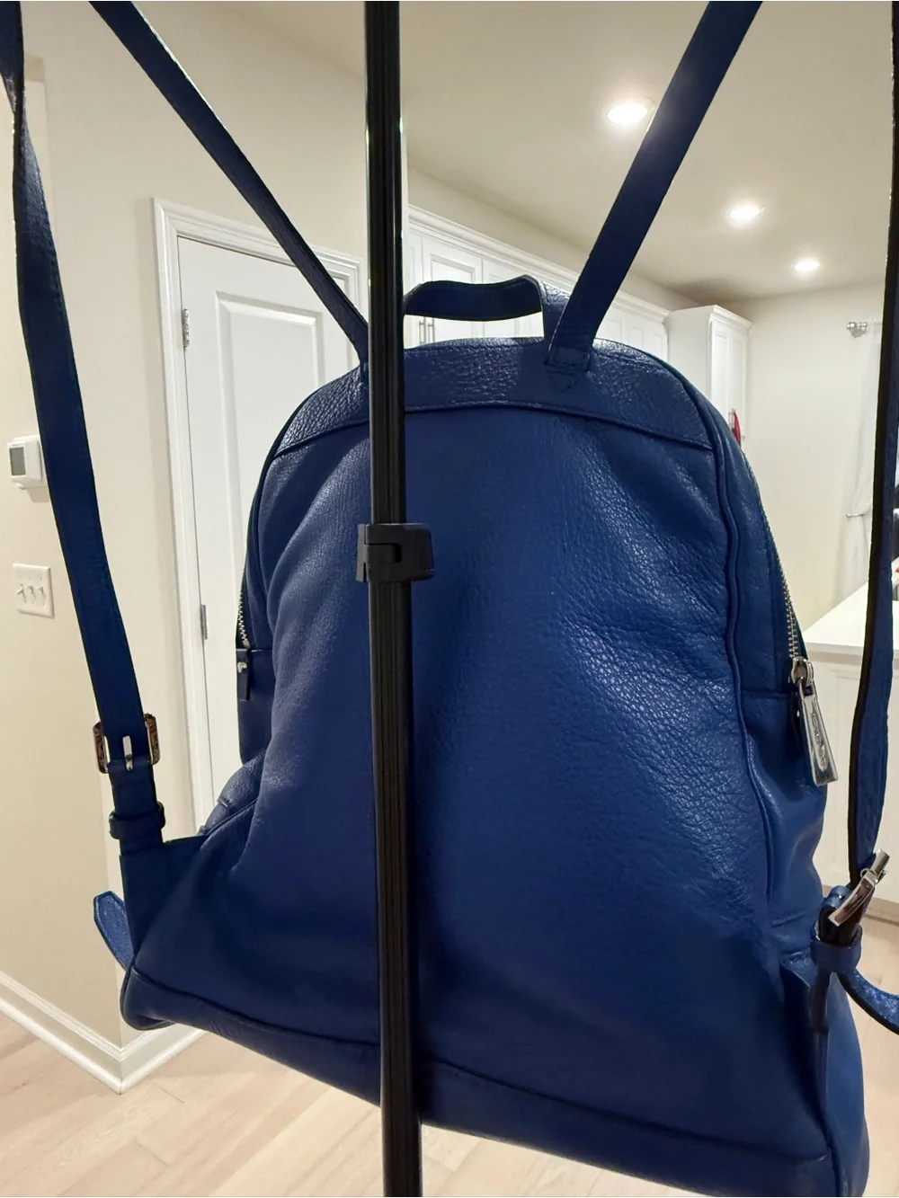 Michael Kors Cobalt Blue Pebbled Leather Backpack with Gold Hardware